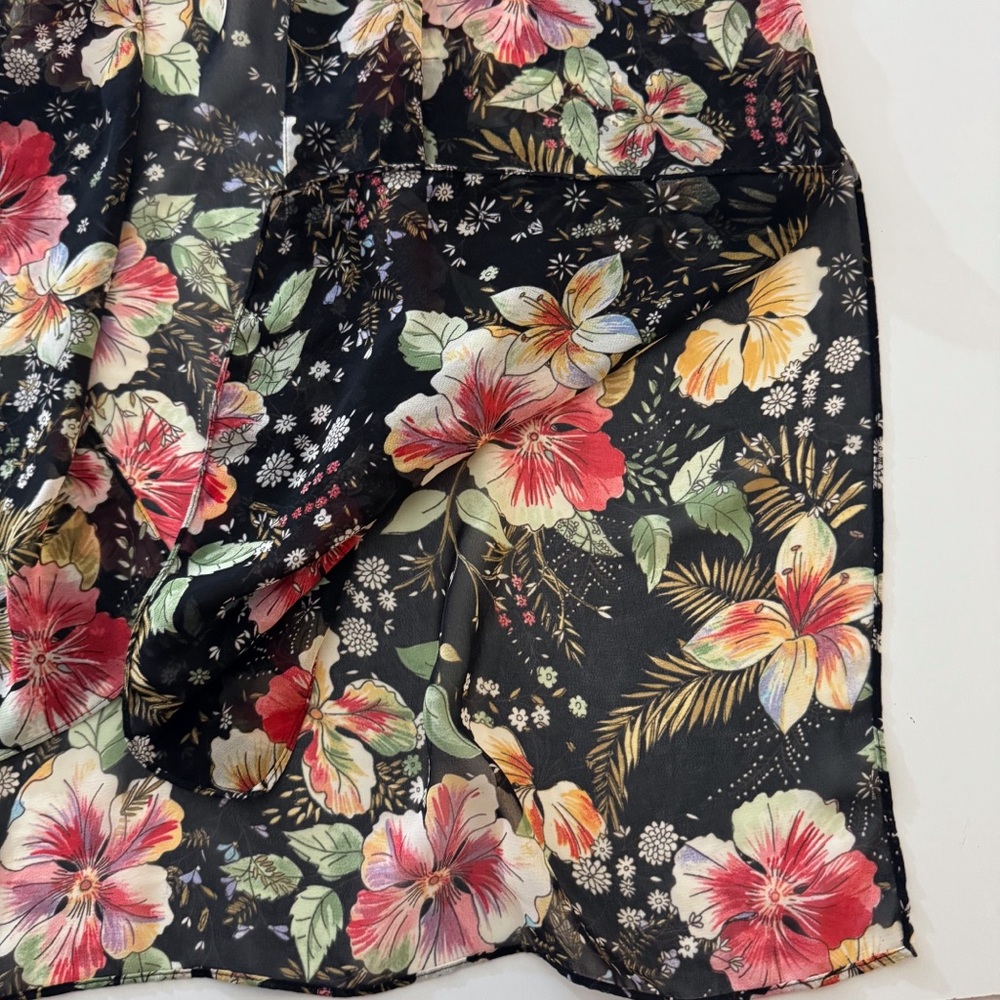 Zara Black Floral Sheer Kimono/Robe - Picture 3 of 6